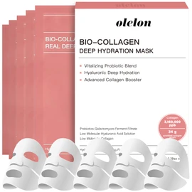 5 Pack Bio Collagen Mask, 100% Korean Face Mask Skincare Products, Overnight Hydrating Face Mask, 34g x 5ea