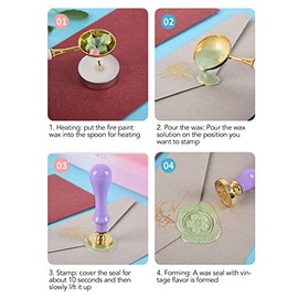 Kit Sellos de Cera, Timbres de Cera con Sellos de Flor de Cerezo de Latón, Kit Regalo con Calentador Cuchara de Fusión Cera, Sello Lacre de Invitaciones de Boda, Letras, Decoración de Paquete