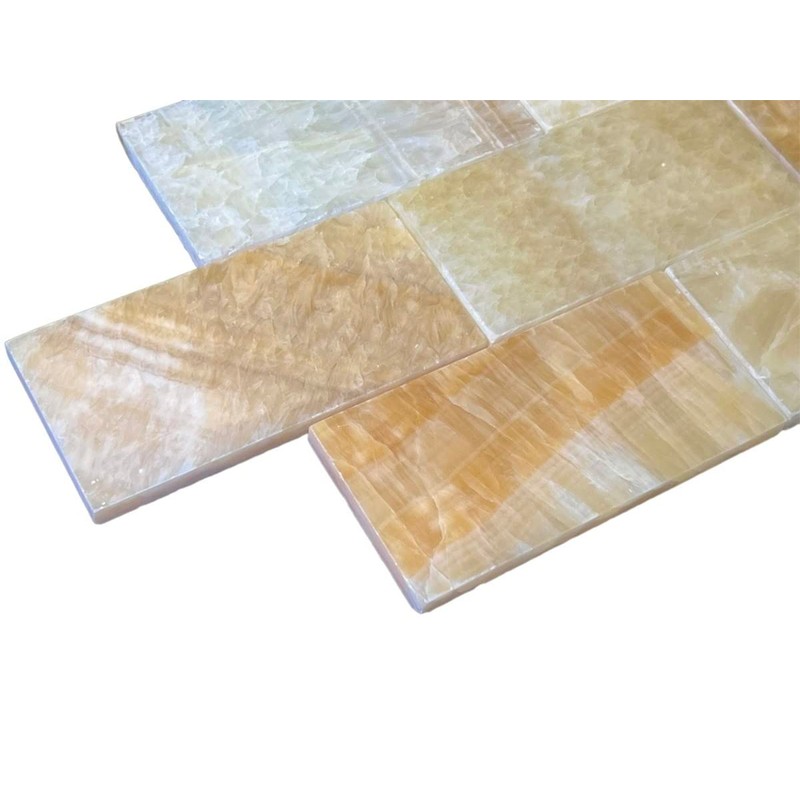 Tenedos Honey Onyx 3x6 Premium Polished Marble Subway Tile –