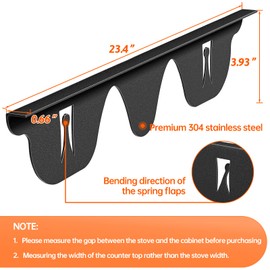 ZXMOTO Stove Gap Covers - 2PCS Stainless Steel Stove Side Gap Guards, 23.5 Inch Kitchen Oven Gap Cover, Gap Filler Between Stove and Counter (Black)