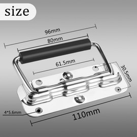 Youery Folding Handle, Pack of 4, Stainless Steel, 110 mm Stainless Steel Handle, Carry Handle, Metal Handles, Carry Handle, for Toolbox Doors, Silver