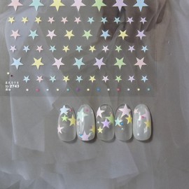 Star Nail Art Stickers 5D Embossed Colorful Stars Nail Decals Pink Green Blue Yellow Mixed Sizes Stars Nail Design Acrylic Stickers Cute Self-Adhesive Nail Art Accessories for Women Manicure