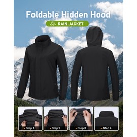 Outdoor Ventures Womens Lightweight Rain Jacket Packable Waterproof Rain Coat with Hood for Travel Windbreaker