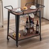 FERFALDER Rolling Bar Cart with Cabinet and Wheels for The