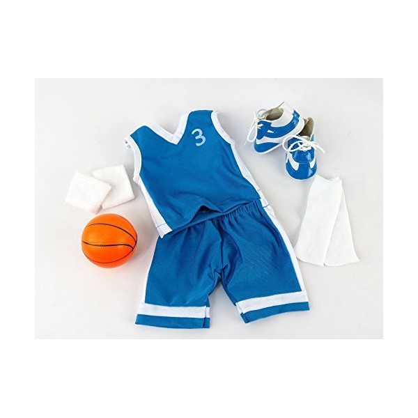 American Fashion World Boy’s Blue Basketball Uniform for 18-Inch Dolls