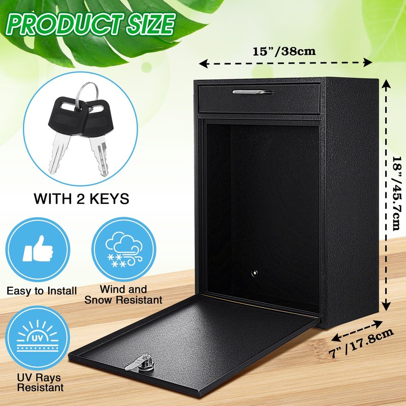 Yaocom Locking Mailbox with Key for Outdoor 18 x 15