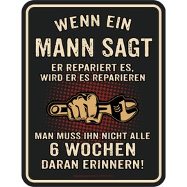 Decorative tin sign for DIY enthusiasts and husbands: he will repair it