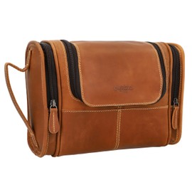 Gusti Chester Leather Toiletry Bag Wash Bag, brown, Wash bag