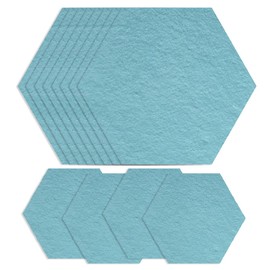 12 pcs Hexagon Felt Cork Board Tiles,Self Adhesive DIY Bulletin Board Pin Board for Office School Home Wall Decor Stickers Memos Photos Display (Light Blue)