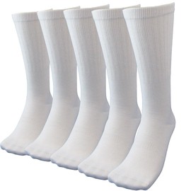 Hayashi C711T Men's Socks, Round Toe, Long Length, Set of 5, Military Feet, Cotton EX, Comfortable to Wear, White, Supporters Included, Anti-Shifting, 9.6-10.6 inches (24.5-27 cm), white