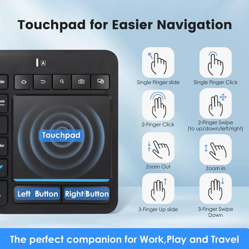Bnnwa Kabellose Bluetooth-Tastatur, Bluetooth + 2,4 G Dual-Modus-Tastatur, klein, tragbar,