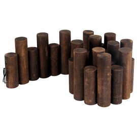 Worth Garden Log Rolls Edging - Wooden Short Fence Border - 6.5 in. H x 47 in. L Burnt Wood Finish Outdoor Garden Lawn Landscape Edging Flexible Decorative Heavy-Duty Tree Fence Border