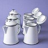 CINSA-315599 - Teiera in acciaio smaltato, 2 tazze, colore: Bianco