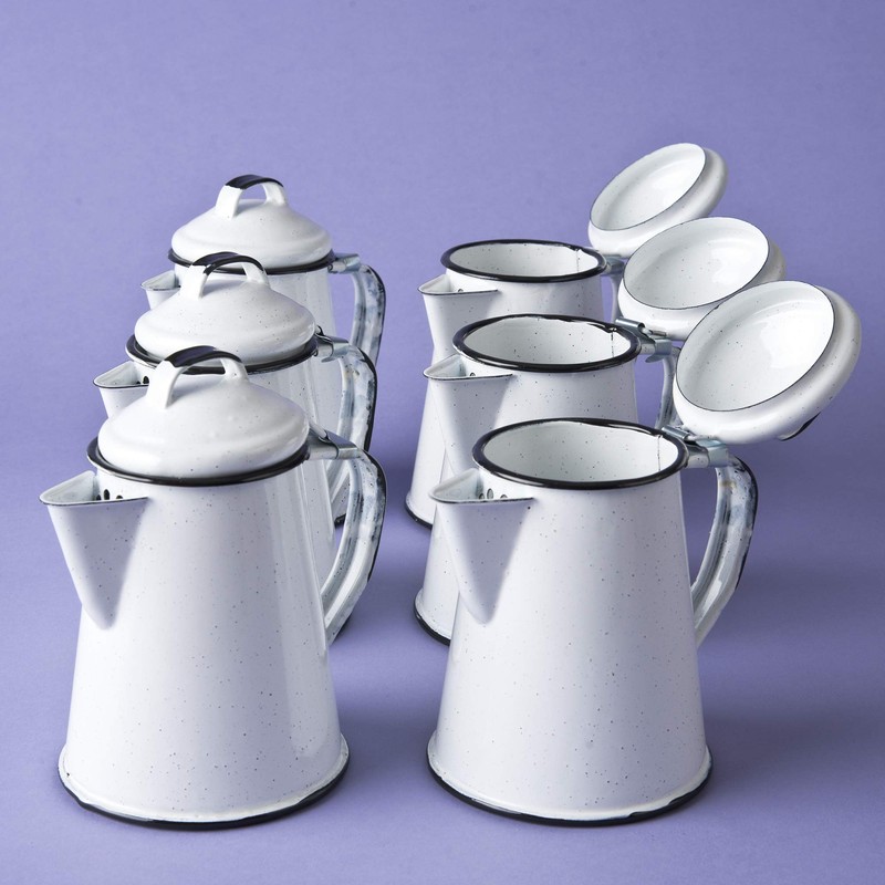 CINSA-315599 - Teiera in acciaio smaltato, 2 tazze, colore: Bianco