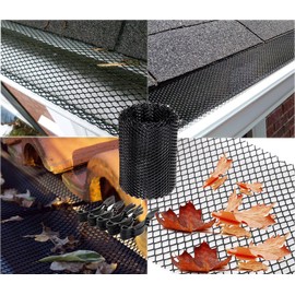 2-Pack Plastic Gutter Guard Mesh Roll 6” x 20Ft Rain Gutter Leaf Guard-Stop Clogged Gutters-with 20 Clip Fixed Hooks.DIY Gutter Protection.