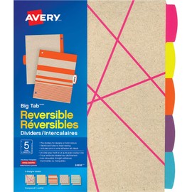 AVERY Big Tab Reversible Paper Divider, 8.5 inch x 11 Kraft 5 Tabs, 1 Set (24936)