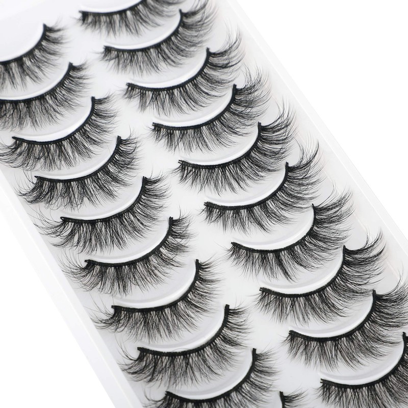 JIMIRE 10 Pairs Fake Eyelashes Fluffy Natural False Lashes Cat-Eye