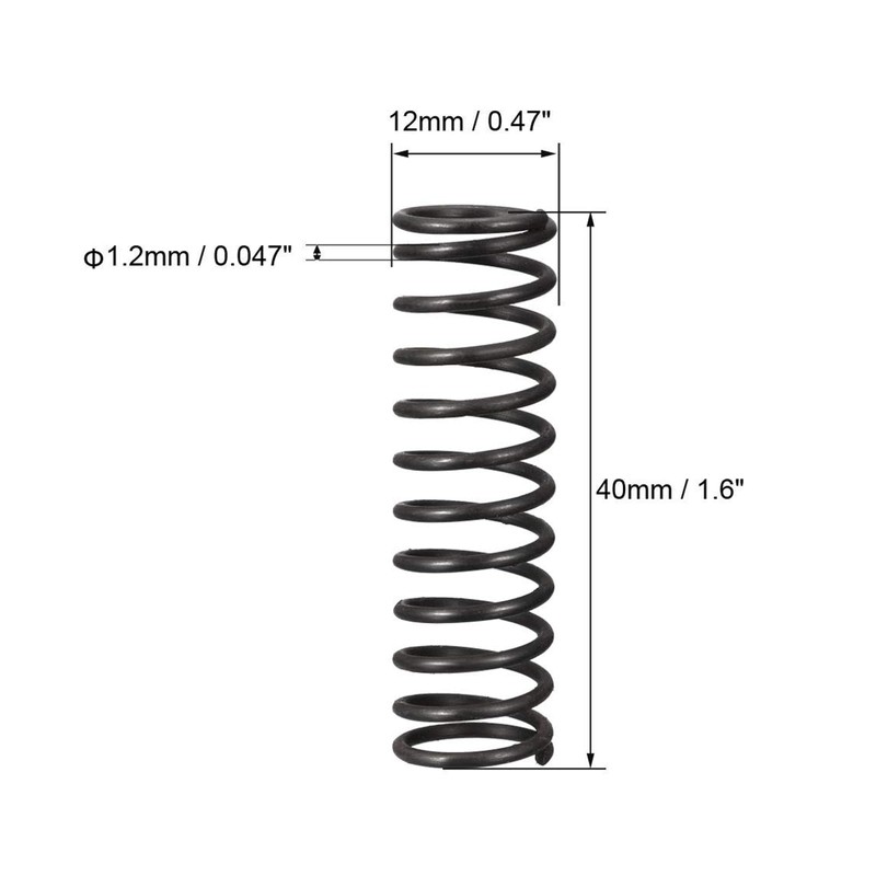 TOP-VIGOR 10Pcs Compression Spring, 1.2mm Wire Dia, 12mm OD, 40mm