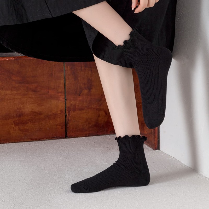 Mcool Mary - Calcetines casuales con volantes para mujer, calcetines