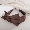 Wiwpar Cute Women's Brown Silky Satin Twisted Wide Bow Knotted