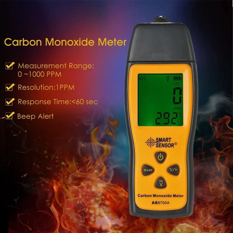 AS8700A Carbon Monoxide Meter,SMART SENSOR CO Meter,1000ppm CO Analyzer,Digital CO