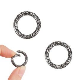 UNICRAFTALE Pack of 2 Spring Gate Rings Tibetan Style Antique Silver Stainless Steel Textured Snap Clasps 22 mm O Ring Carabiner Hook Key Ring Buckle for Bags Purses Shoulder Straps