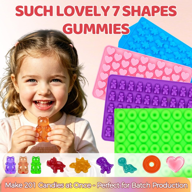 4 Pack Gummy Molds, Silicone Candy Molds Gummy Bear Mold
