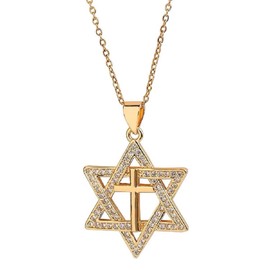 Traditional Religious Judaic Magen Star of David Pendant Necklace with Cubic Zirconia CZ Accent, Rhodium Plated Stainless Steel, Perfect for Men, Women, Teens - Ideal for Bar/Bat Mitzvah, Hanukkah, and Jewish Celebrations.