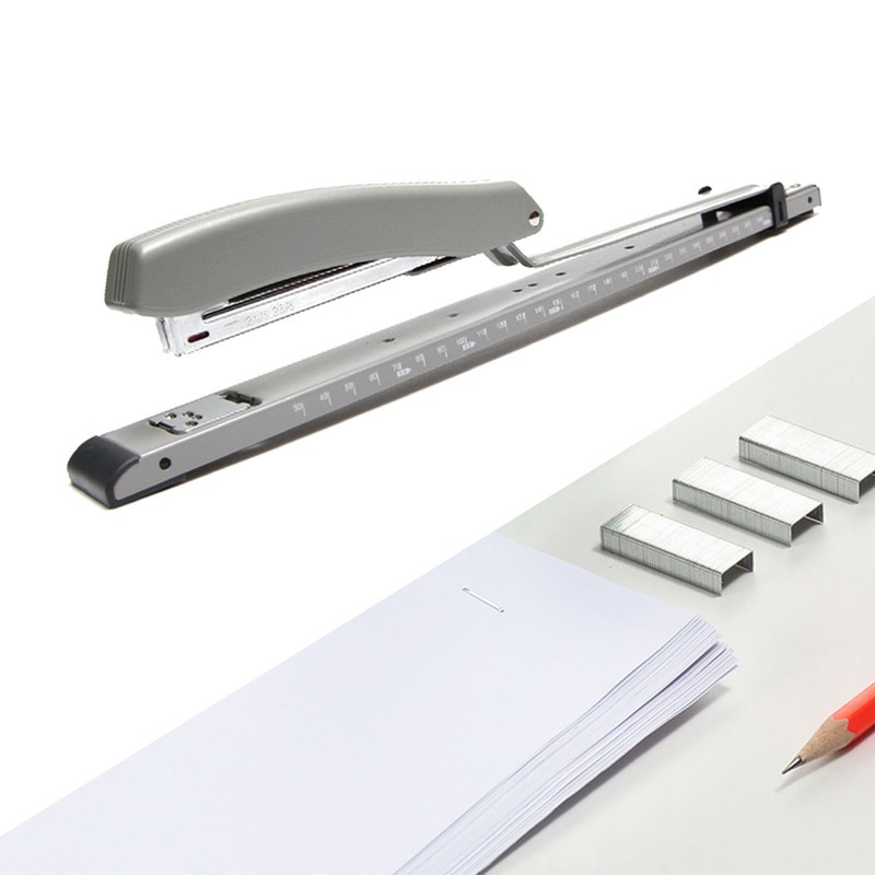 Stapler Desktop Large Capacity Metal Long Arm Handheld Stapler with