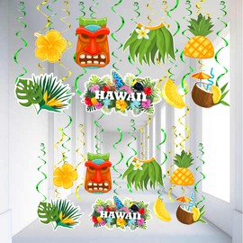 Hawaiian Luau Hanging Party Decorations - Pack of 30 | Luau Party Decorations, Tropical Hawaiian Birthday Decorations | Luau Hanging Decorations, Aloha Decorations | Tiki Themed Party Decorations