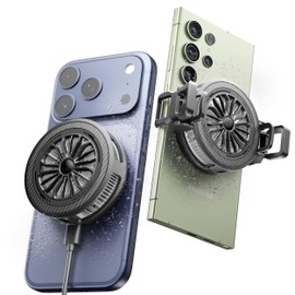 Smartphone Cooling Fan, 54°F (-10°C), Smartphone Cooler, Rapid Cooling in 3 Seconds with Peltier Device, MagSafe Smartphone Heat Protection, Magnet/Clip Fixed, 2-Way USB Powered Type, No Light, Quiet