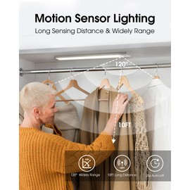 24'' Under Cabinet Lighting, 3Pack 5CCT Dimmable Closet Lights, 124LED Cabinet Lights Motion Sensor of Battery Operated, Rechargeable Under Counter Light for Kitchen, Stairs, Bedroom, Wardrobe