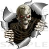 Totally Graphics small size Single Metal Rip Open Torn Skeleton Skull Sticker