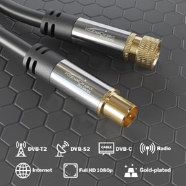 KabelDirekt Ohm HDTV SAT/ TV cable, F-connector to coax plug, coaxial cable for TV, radio, DVB-T2, DVB-C, DVB-S, Pro series
