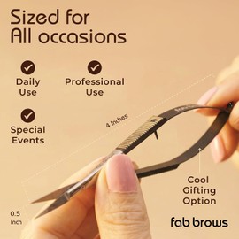 Cortadoras de cejas de agarre suave, tijeras de cejas para mujeres y hombres, precisas y afiladas, tijeras de belleza de punta de acero inoxidable, cuidado de las cejas
