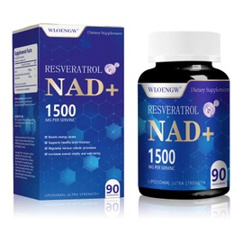 Wloengw New NAD Supplement - Liposomal NAD+ Supplement with Resveratrol 90 Count （1500MG）