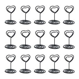 20 Pcs Heart Shape Place Card Holders Table Number Stands Metal Table Card Holder Clips Wire Photo Picture Stand Note Memo Menu Clips for Wedding Black