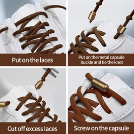 No Tie Shoe Laces Elastic Shoelaces Oval Elastic Lock Shoe Laces (Oval [brown])