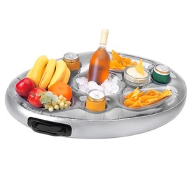 Weilaike Inflatable Floating Drink Holder, 8 Holes Pool Food Drink Tray,Versatile Floating Tray for Pools & Hot Tub, Beach & Spa Hot Tub Accessories,Large Capacity Drink Float