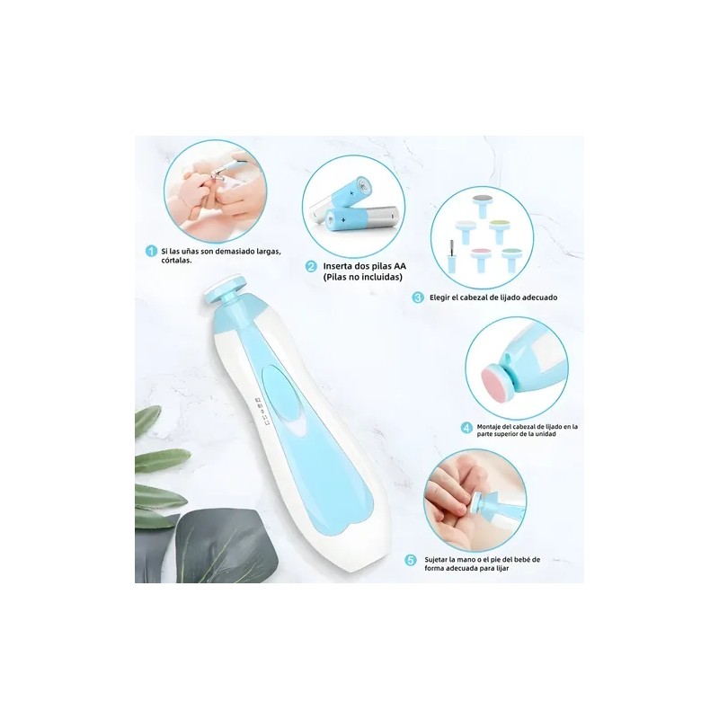 Kit Lima De Uñas Eléctrica Portátil Para Bebé Con Luz