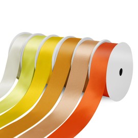 Yardinys Satin Ribbon 1 Inch Fabric Ribbon, Yellow Ribbon Assortment Double Faced Ribbon for Gift Wrapping Flower Bouquet Wedding Party Decoration Hair Bows DIY Crafts- 10 Yards/Roll, Total 60Yds