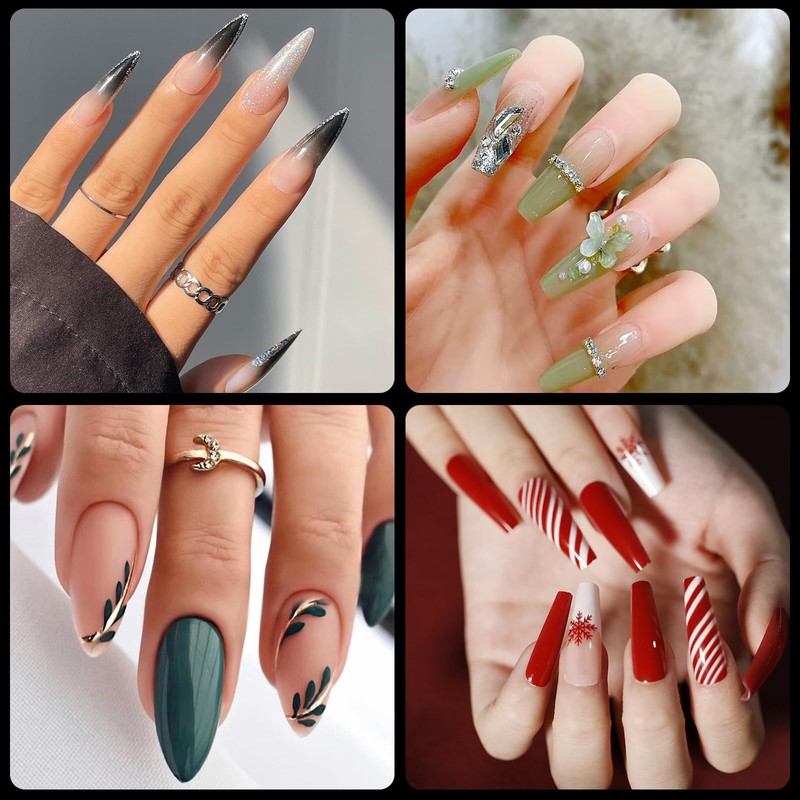 Fingooo Nail Tips, Ultra Thin, 240 Pieces, Long, Clear, Long,