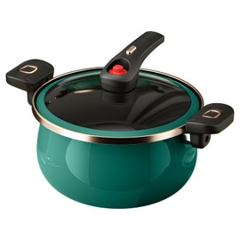 Nonstick Ceramic Coated Sauce Pan with Lid Green Crock Pot with Twist & Lock Handles, Micro Pressure Cooker Versatile Cookware for Stovetops, PFOA-Free Toxin-Free, Easy to Clean (GREEN, 5.5Quart)