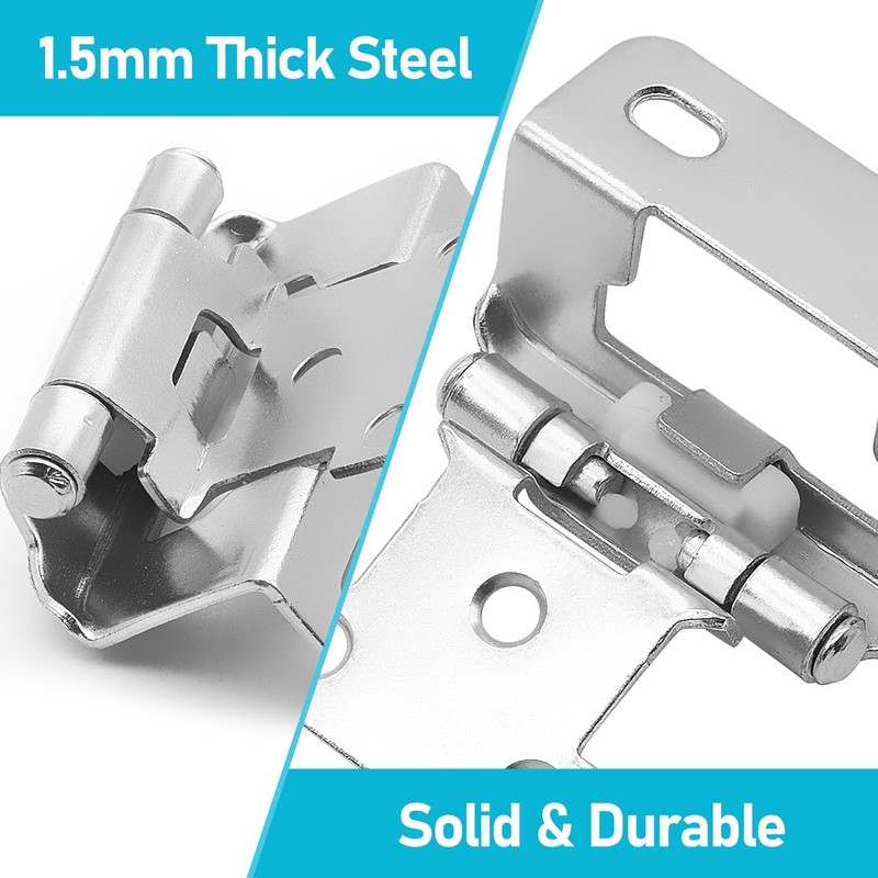 24 Pack 12 Pairs Brushed Nickel Self Closing Cabinet Hinges