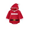 Durveency Baby Boy Girl Christmas Outfit Hooded Romper Letter Embroidered