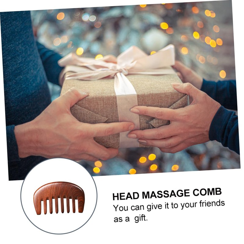 Mikinona Wooden Scalp Massage Comb Portable Wide Tooth Design for