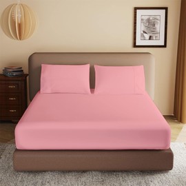 Rohi 40cm Deep Microfibre Fitted Sheet Double Bed – Comfy Soft & Breathable Deep Fitted Sheet with Elasticated Corners – Hypoallergenic & Durable Bed Sheet (Pink, 137 x 190cm)