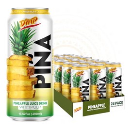 De Mi Pais Pineapple Juice with Pulp, Premium Quality Canned Beverage, Refreshing Piña Fruit Drink, Organic Pineapple Juice, Perfect for Groceries, Size 16.57 Fl Oz, 24-Pack