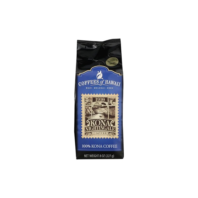 COFFEES OF HAWAII Kona Nightingale Whole Bean Coffee, 8 OZ