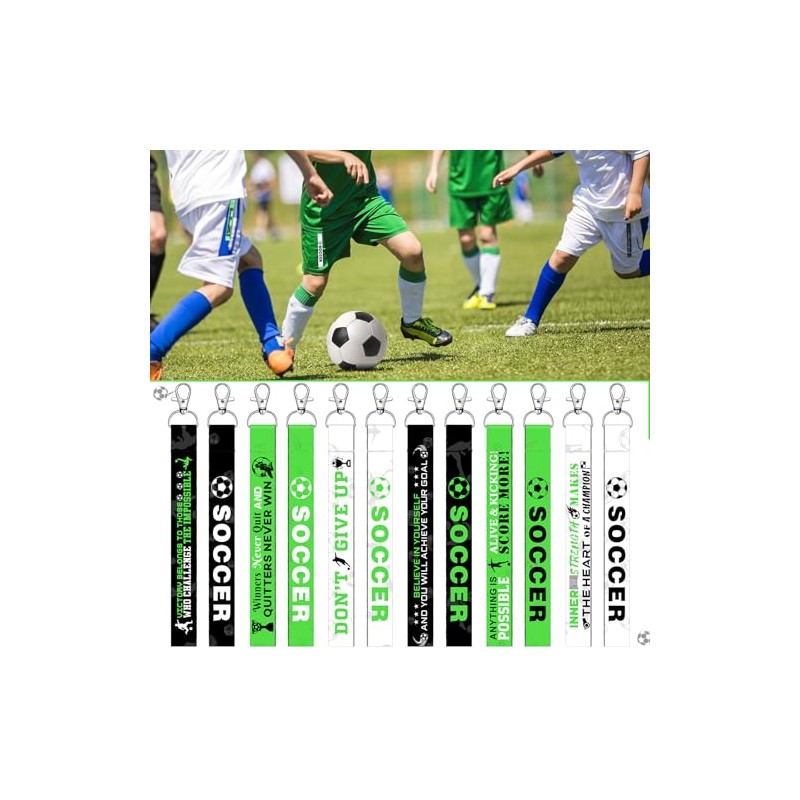 36 Pcs Soccer Keychains with Inspirational Quotes - Team Gifts